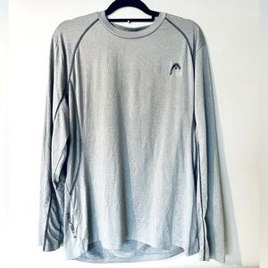 Men’s Grey Long Sleeve Athletic Shirt, Medium, Head, Tennis